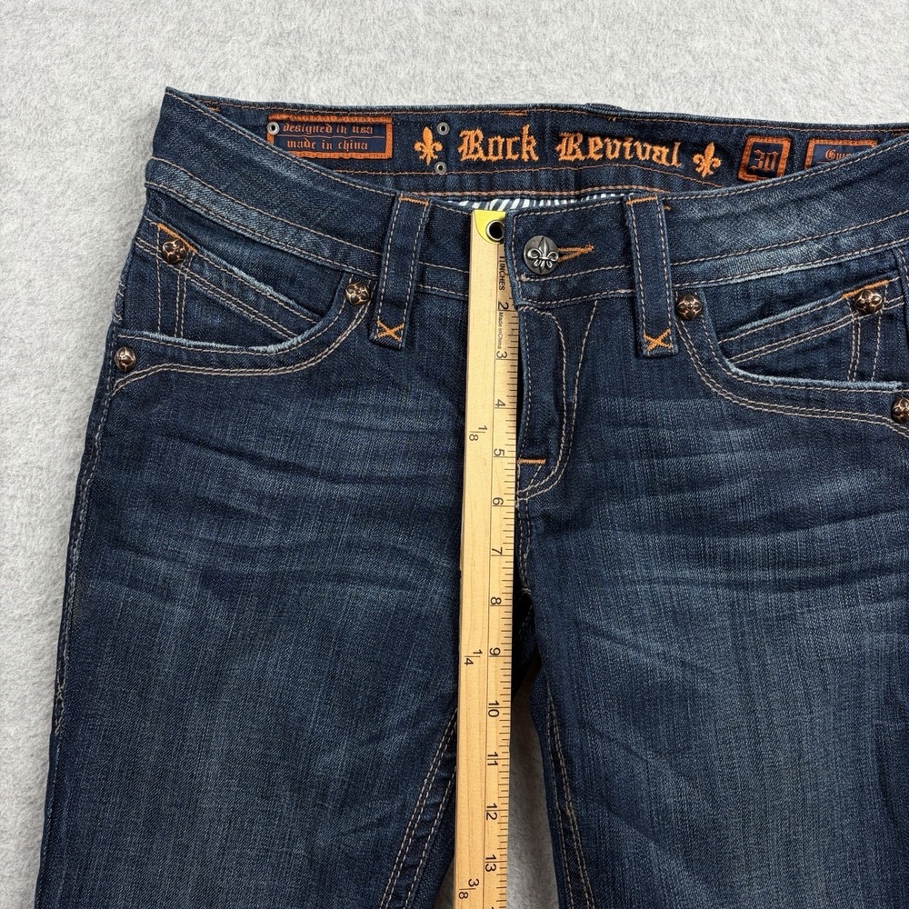 Rock Revival Jeans Womens 30 Blue Low Rise Gwen Boot Dark Wash Stretchy Western - Picture 6 of 11